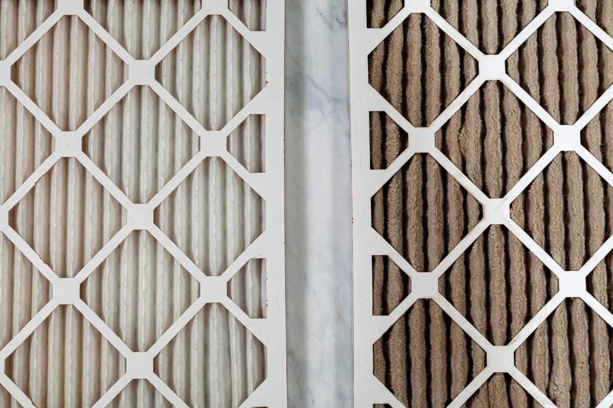 Side by side dirty air filter vs clean air filter